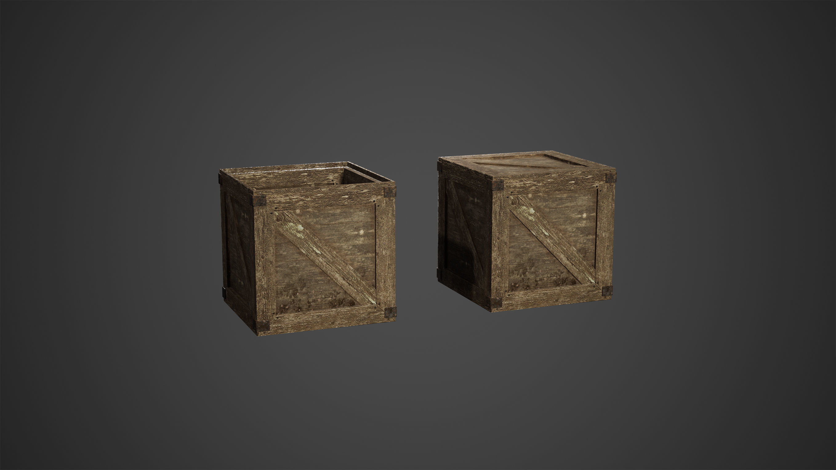 Old Wooden Crates Low Poly Game Ready Low-poly 3D model_1