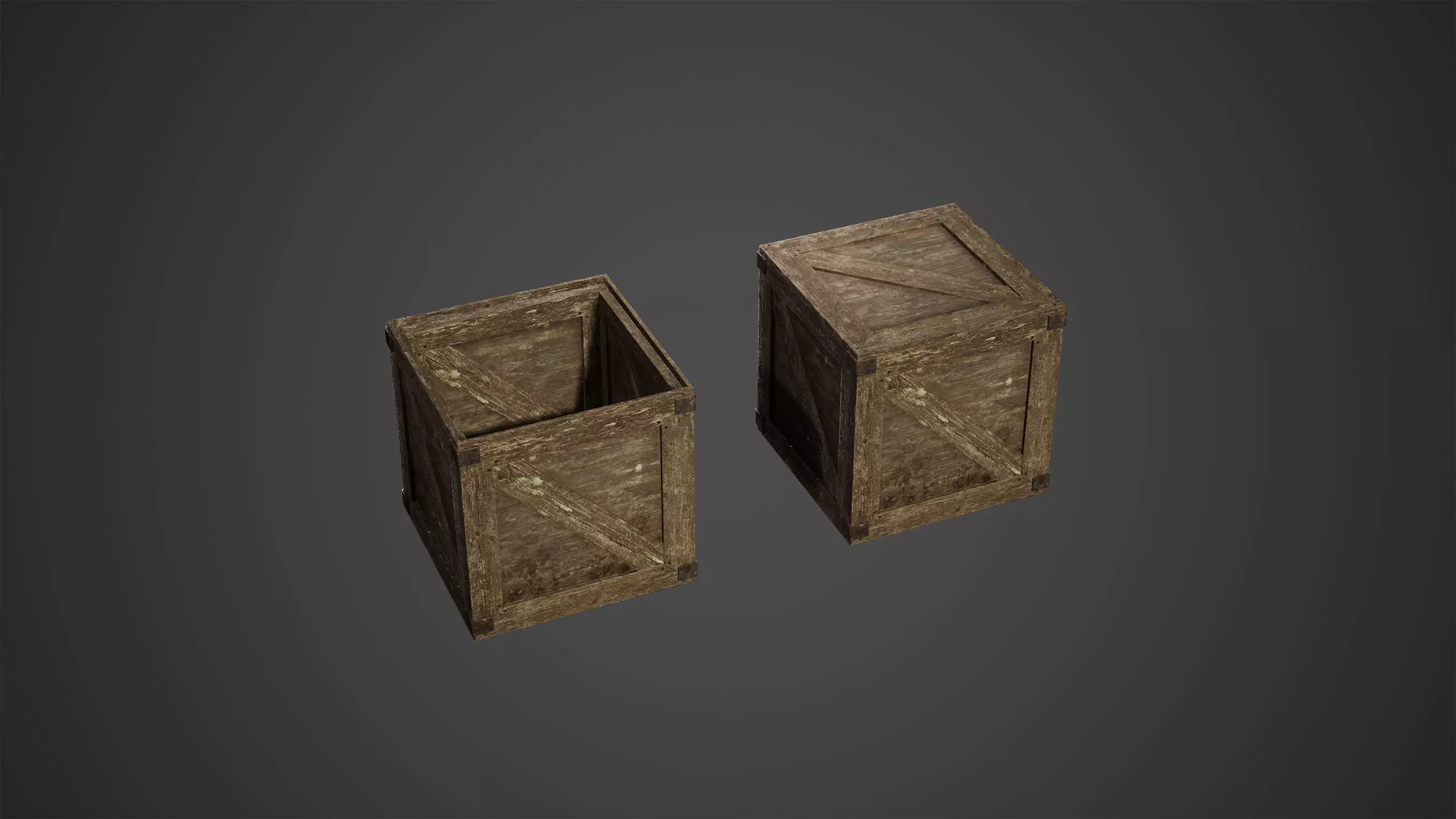 Old Wooden Crates Low Poly Game Ready Low-poly 3D model_0