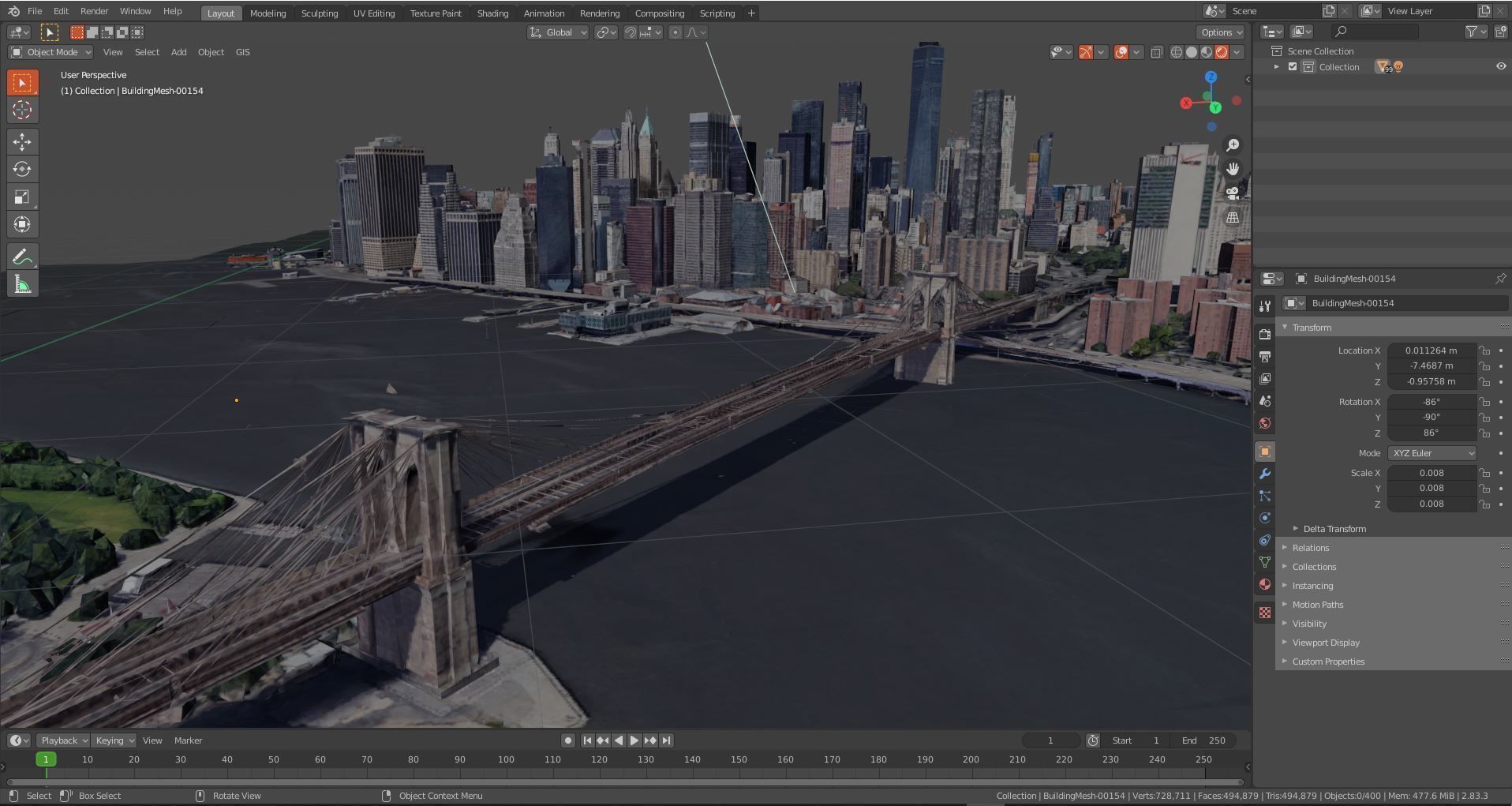 Brooklyn bridge And Manhattan USA With texture Low-poly 3D model_2