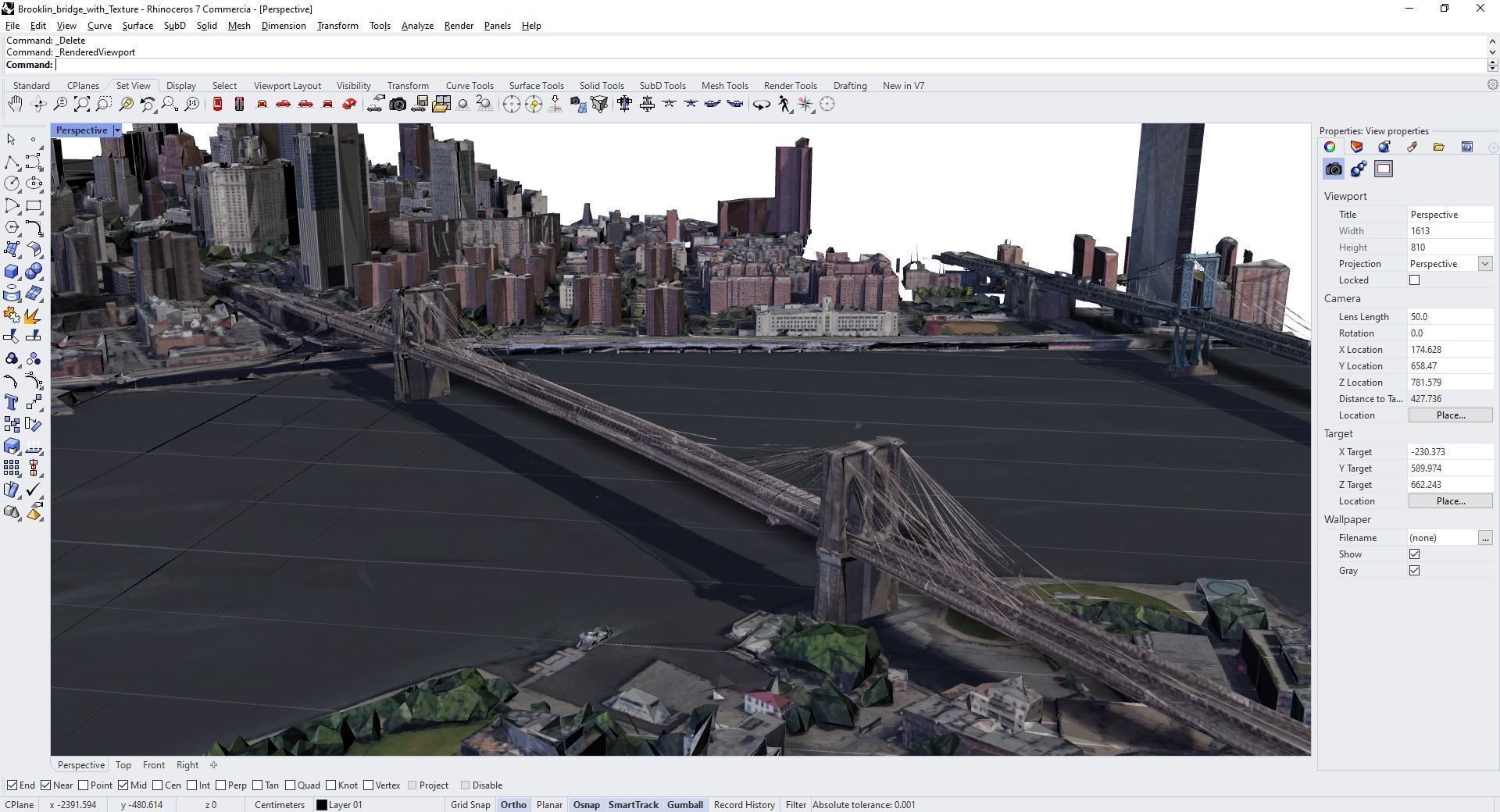 Brooklyn bridge And Manhattan USA With texture Low-poly 3D model_7