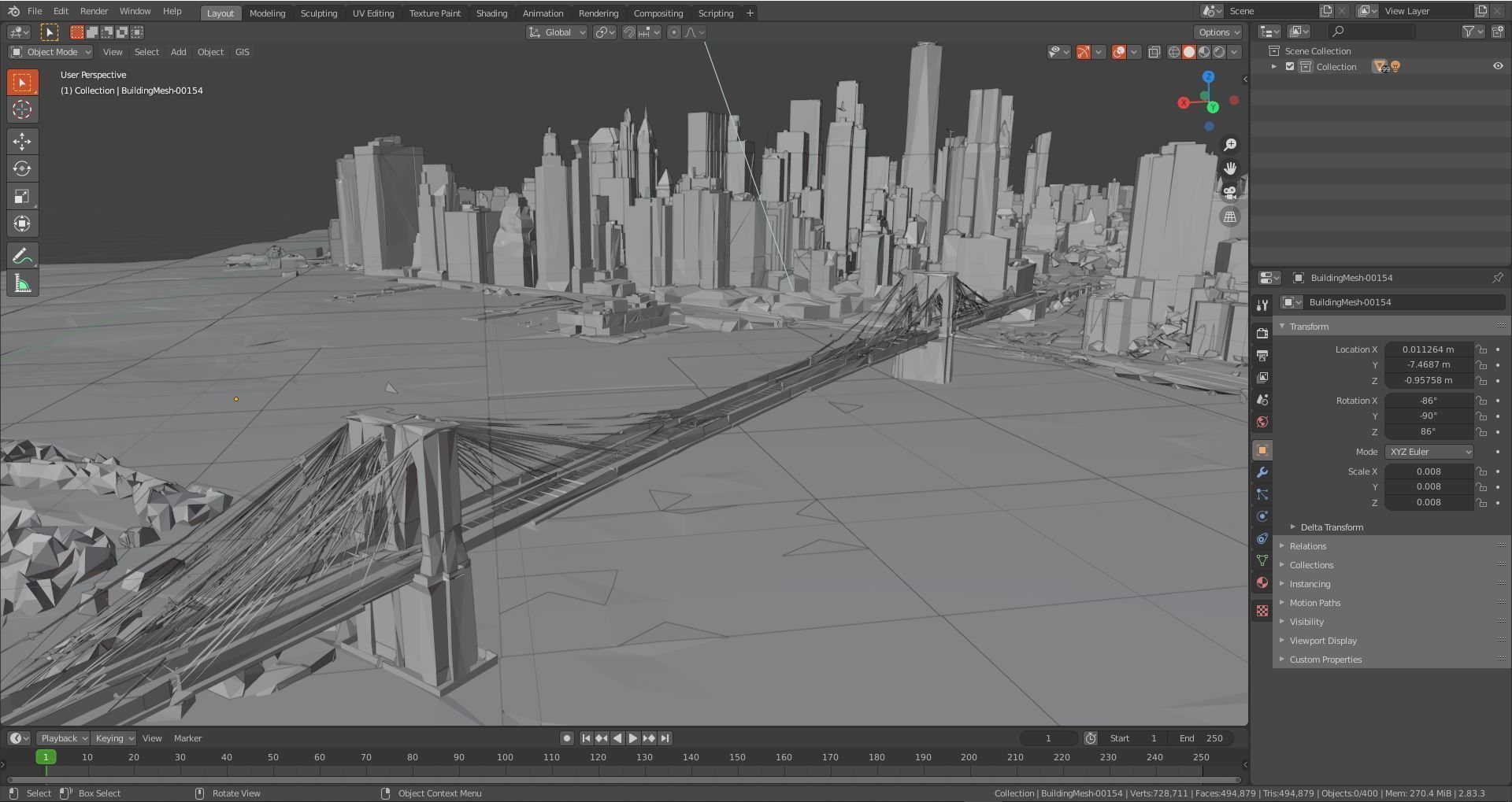 Brooklyn bridge And Manhattan USA With texture Low-poly 3D model_5