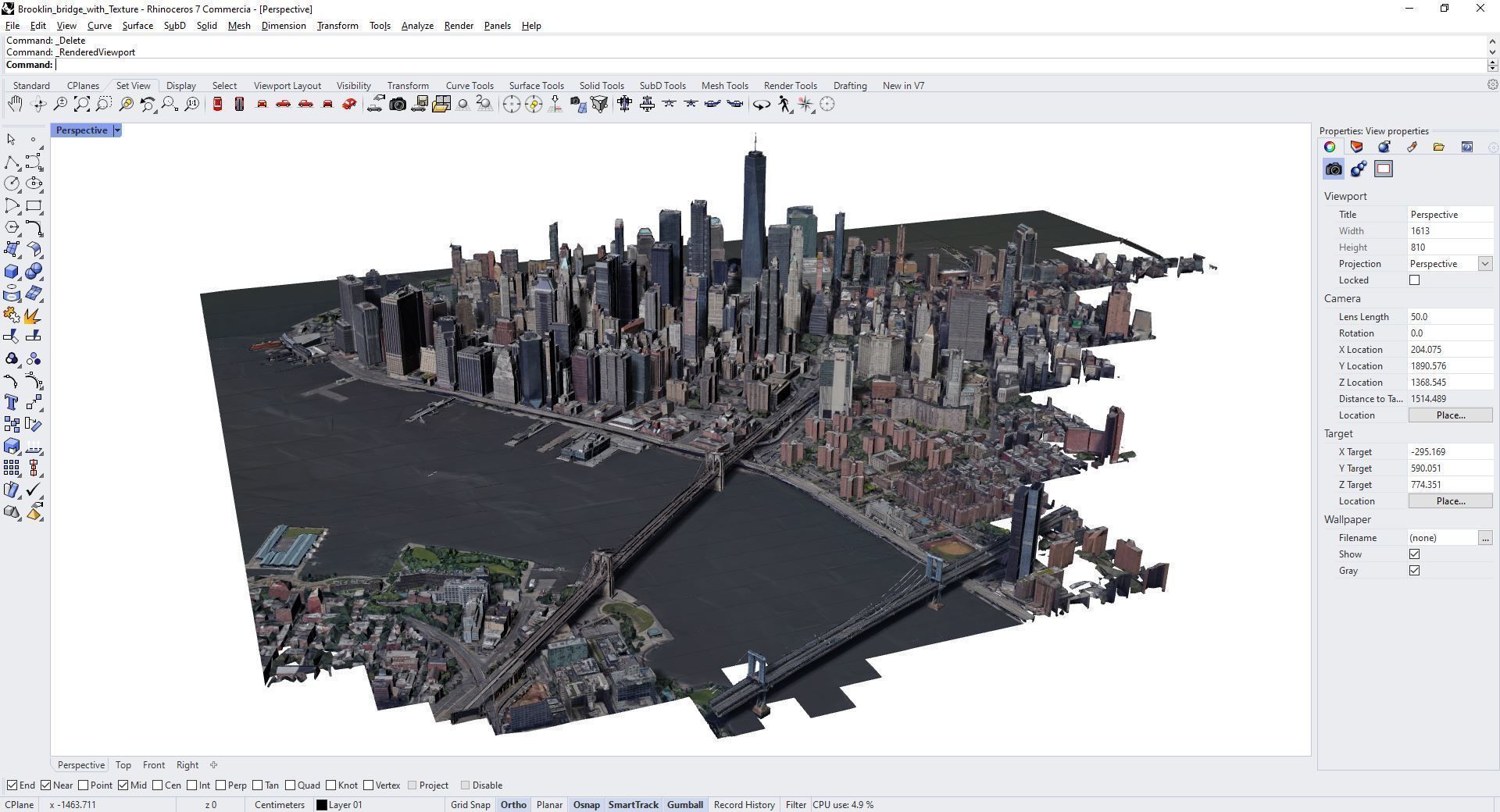 Brooklyn bridge And Manhattan USA With texture Low-poly 3D model_6