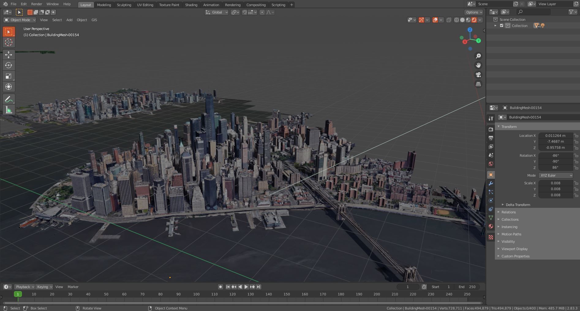 Brooklyn bridge And Manhattan USA With texture Low-poly 3D model_3