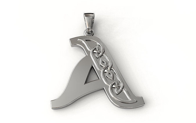 Celtic pendant letter A 3D print model