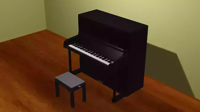 Upright Piano Low-poly 3D model