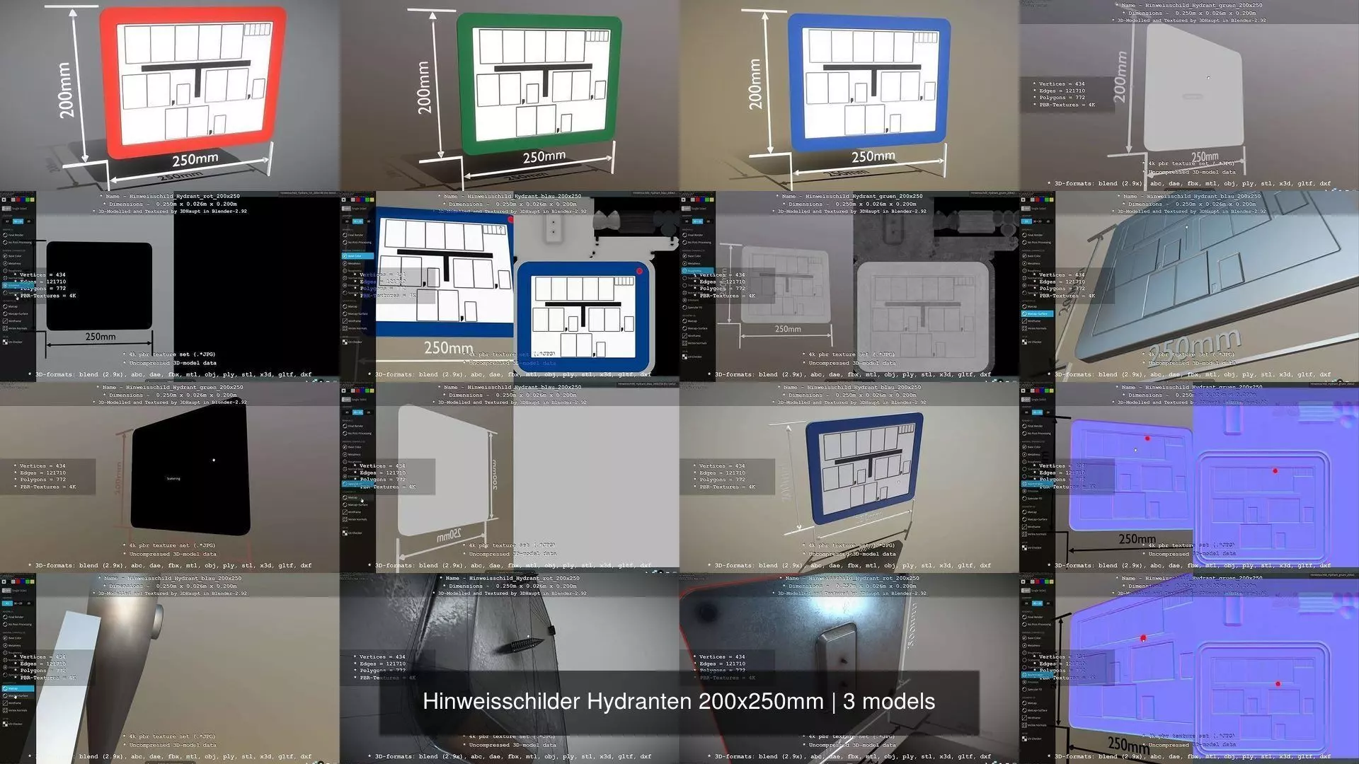 Hinweisschilder Hydranten 200x250mm 3D Model Collection_0