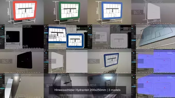 Hinweisschilder Hydranten 200x250mm 3D Model Collection
