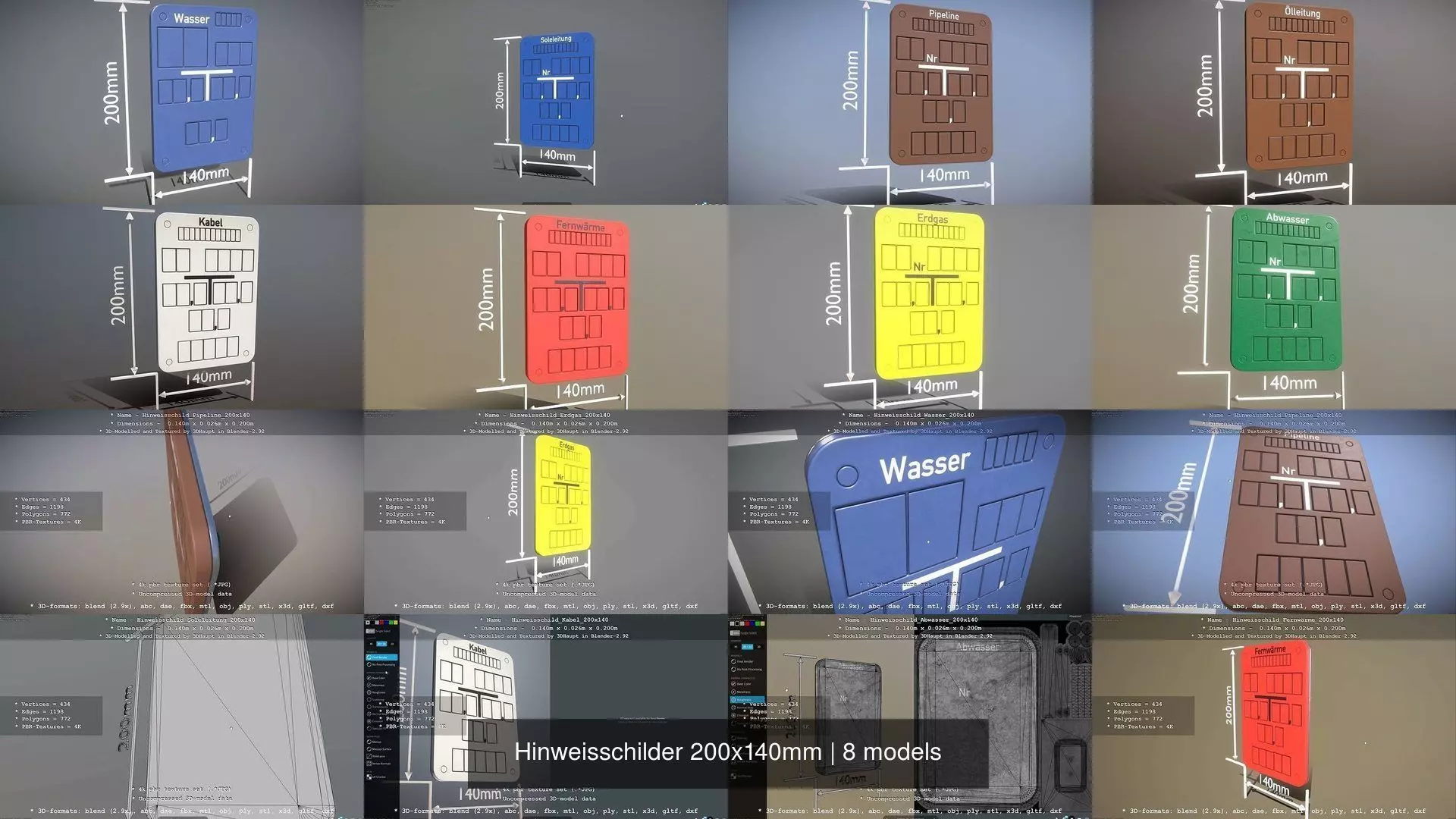 Hinweisschilder 200x140mm 3D Model Collection_0