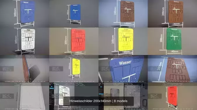 Hinweisschilder 200x140mm 3D Model Collection