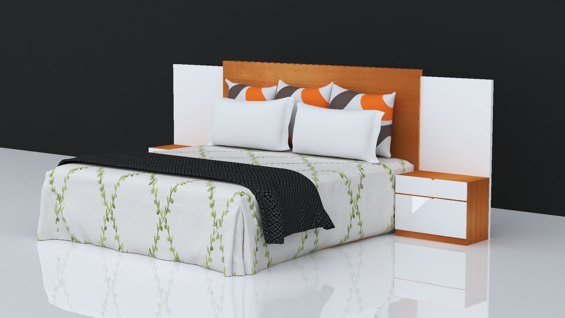 BED 17 Low-poly 3D model_3