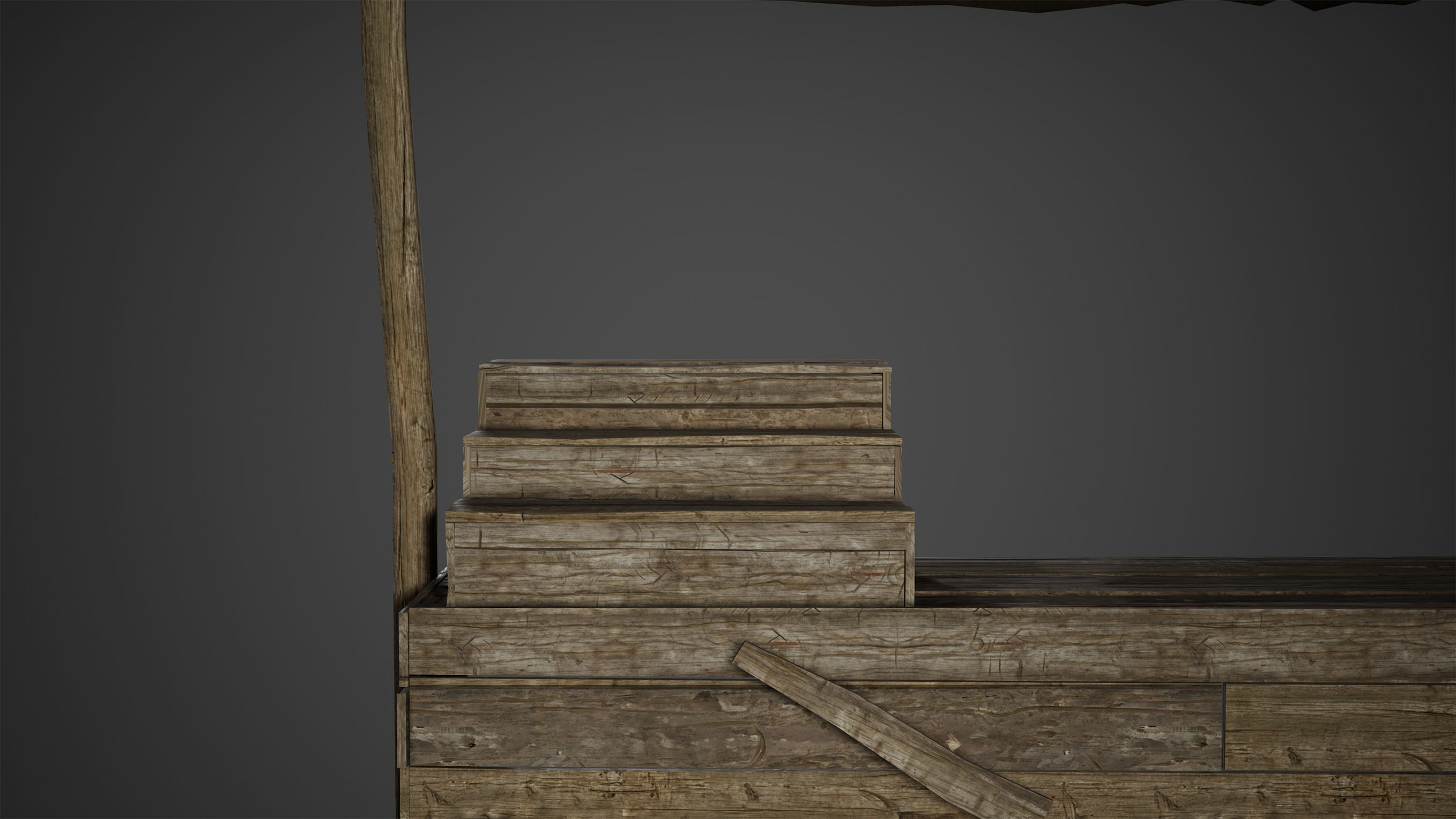 Medieval Old Wood Bazaar Shop Low Poly Game Ready Low-poly 3D model_4