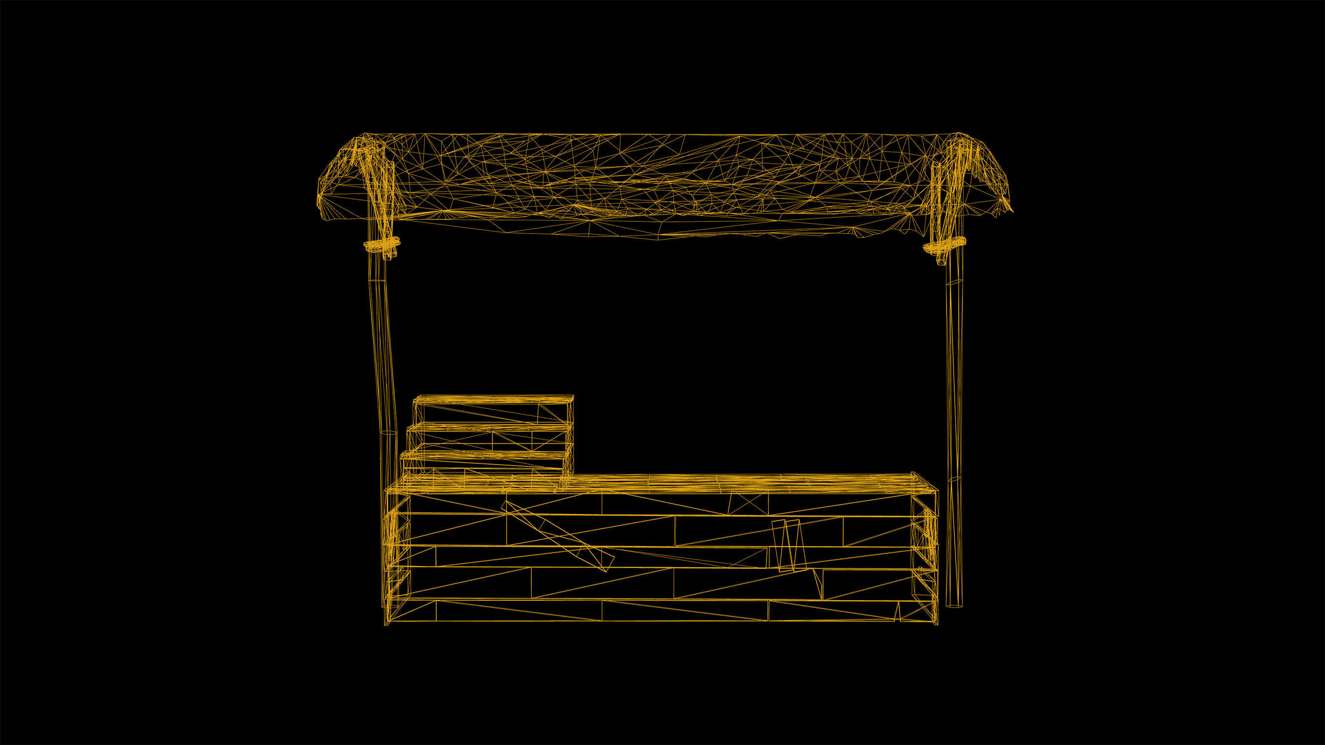 Medieval Old Wood Bazaar Shop Low Poly Game Ready Low-poly 3D model_5