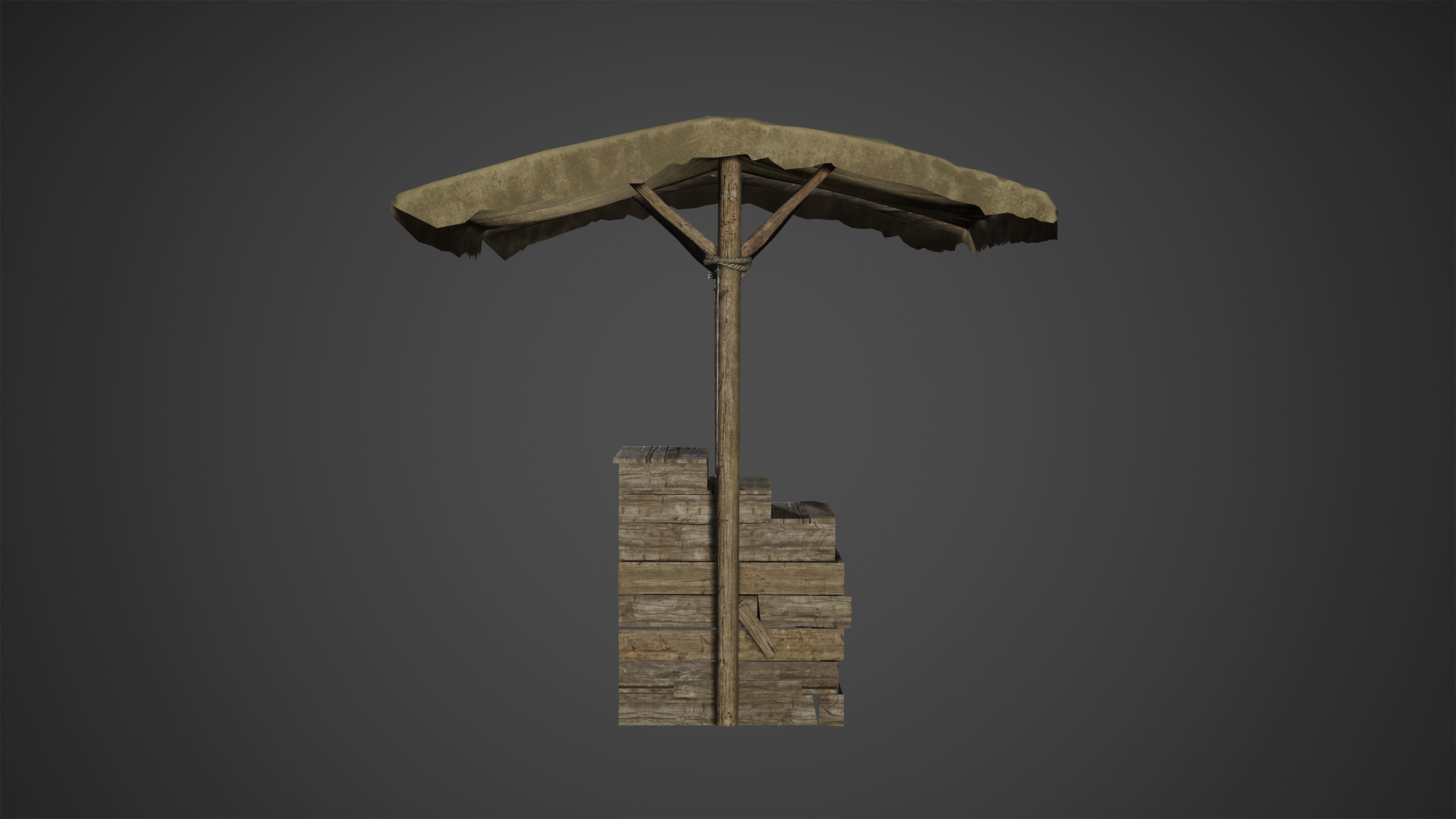 Medieval Old Wood Bazaar Shop Low Poly Game Ready Low-poly 3D model_2