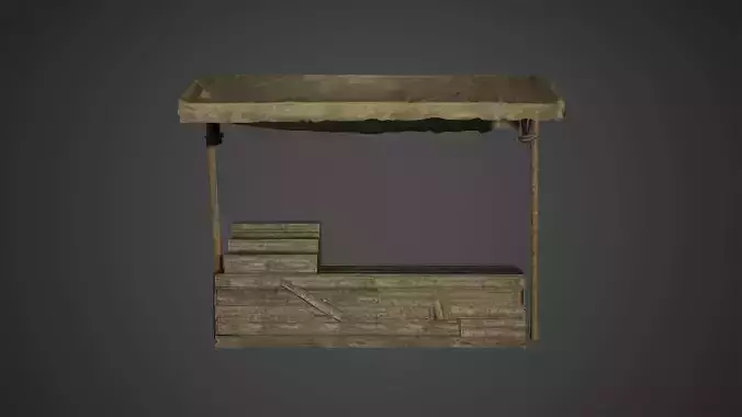 Medieval Old Wood Bazaar Shop Low Poly Game Ready