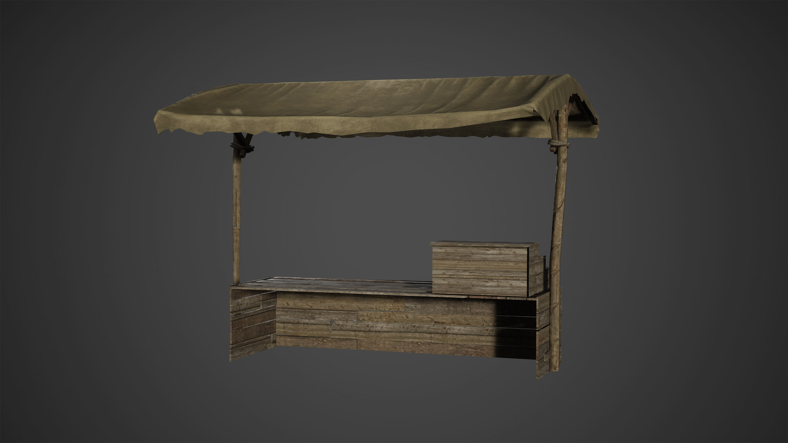 Medieval Old Wood Bazaar Shop Low Poly Game Ready Low-poly 3D model_3