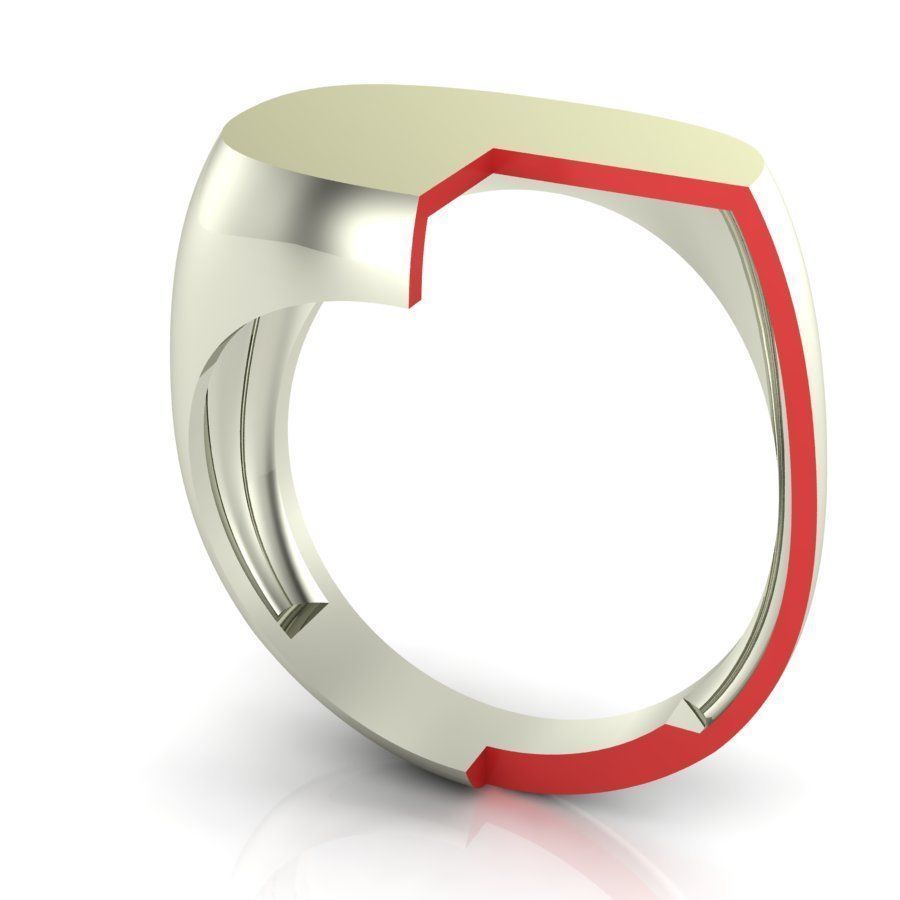 Signet rings set ROUNDED SQUARE top 3D print model_11