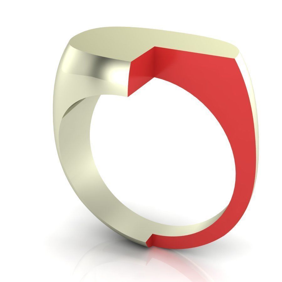 Signet rings set ROUNDED SQUARE top 3D print model_9