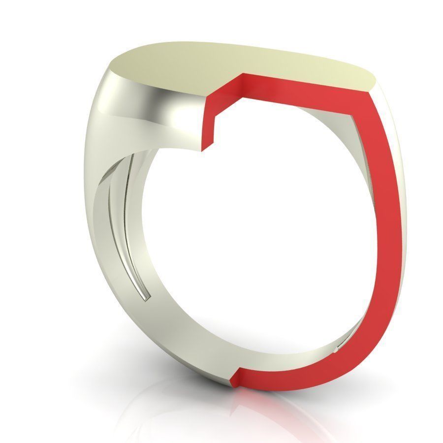 Signet rings set ROUNDED SQUARE top 3D print model_10