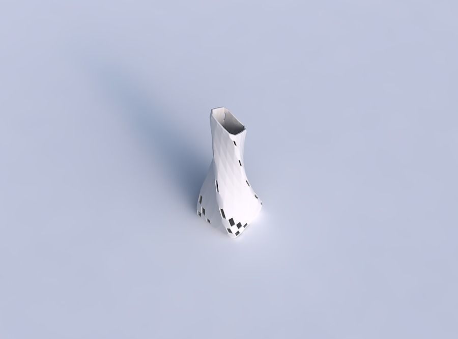 Vase twisted squeezed and bent rectangle 2 with checker grid ... 3D print model_1