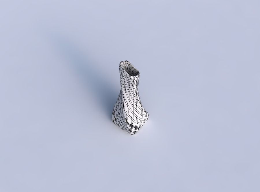 Vase twisted squeezed and bent rectangle 2 with checker grid ... 3D print model_6