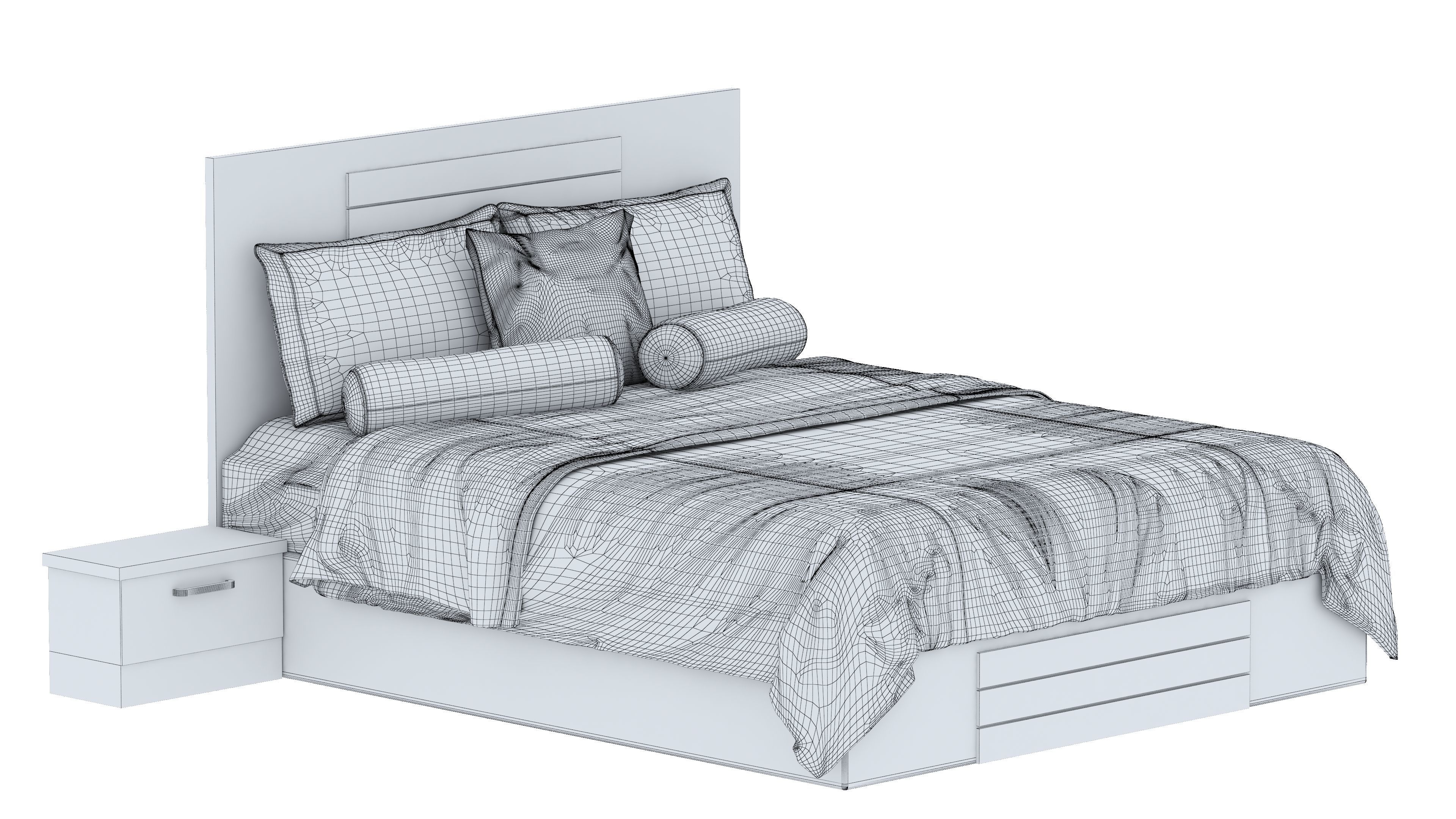BED 18 Low-poly 3D model_6