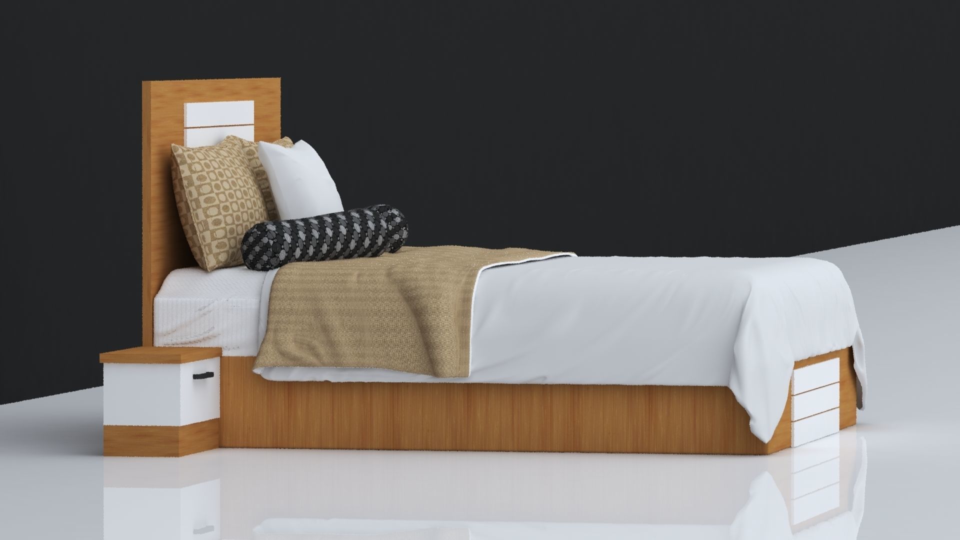 BED 18 Low-poly 3D model_4