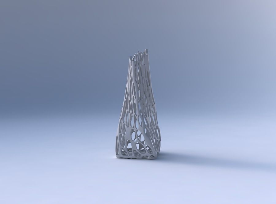 Vase twisted squeezed and bent rectangle 2 with cracked organ... 3D print model_4
