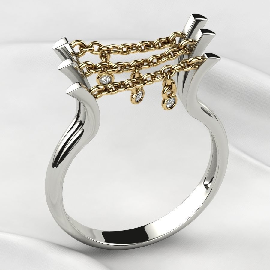 Unique Design Open Gold Ring 3D print model_4