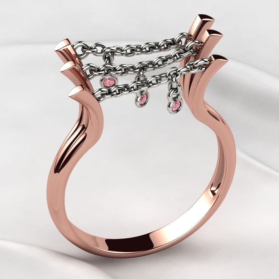 Unique Design Open Gold Ring 3D print model_7