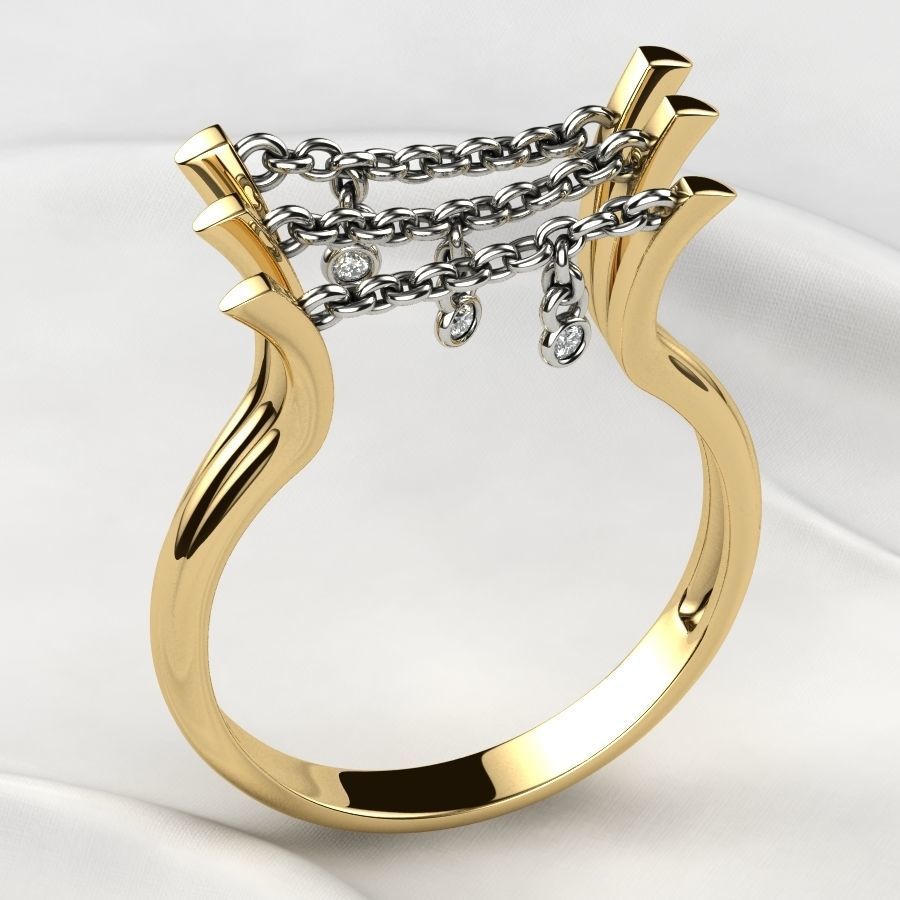 Unique Design Open Gold Ring 3D print model_9