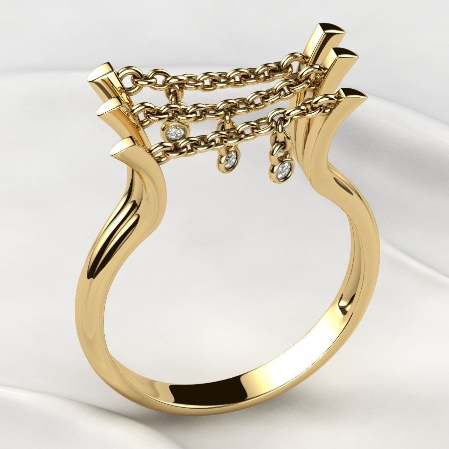 Unique Design Open Gold Ring 3D print model_8