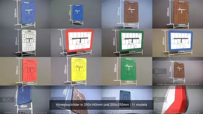 Hinweisschilder in 200x140mm und 200x250mm 3D Model Collection