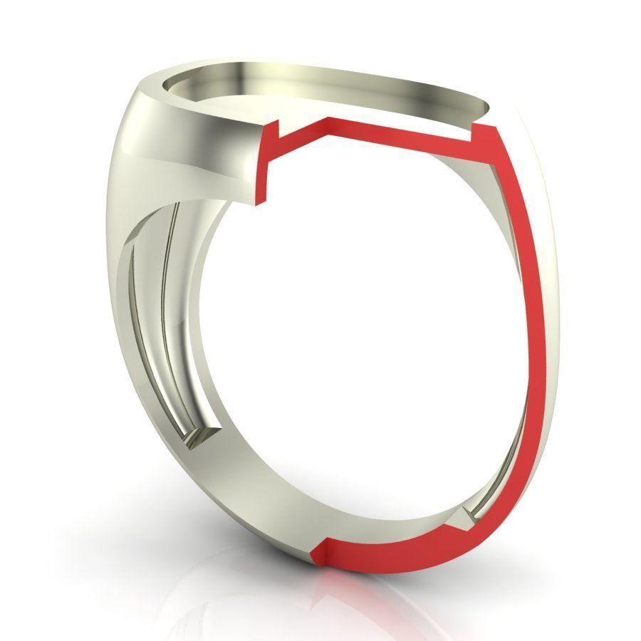 Signet rings set ROUNDED SQUARE top 3D print model_7