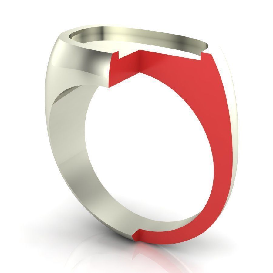 Signet rings set ROUNDED SQUARE top 3D print model_5