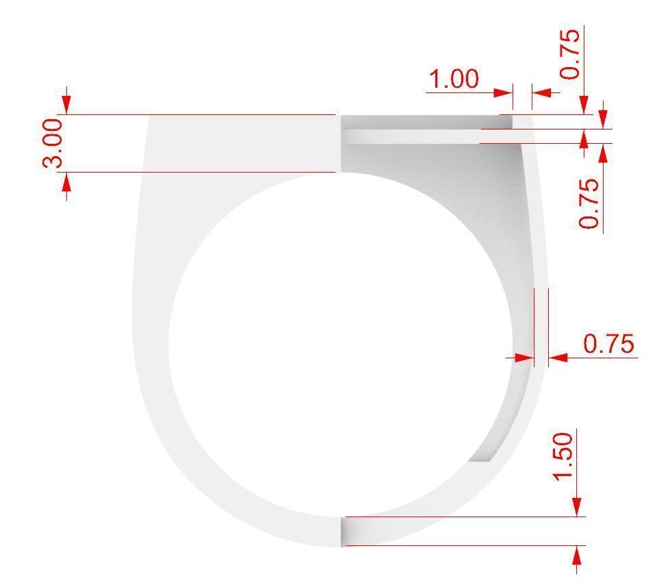Signet rings set ROUNDED SQUARE top 3D print model_8