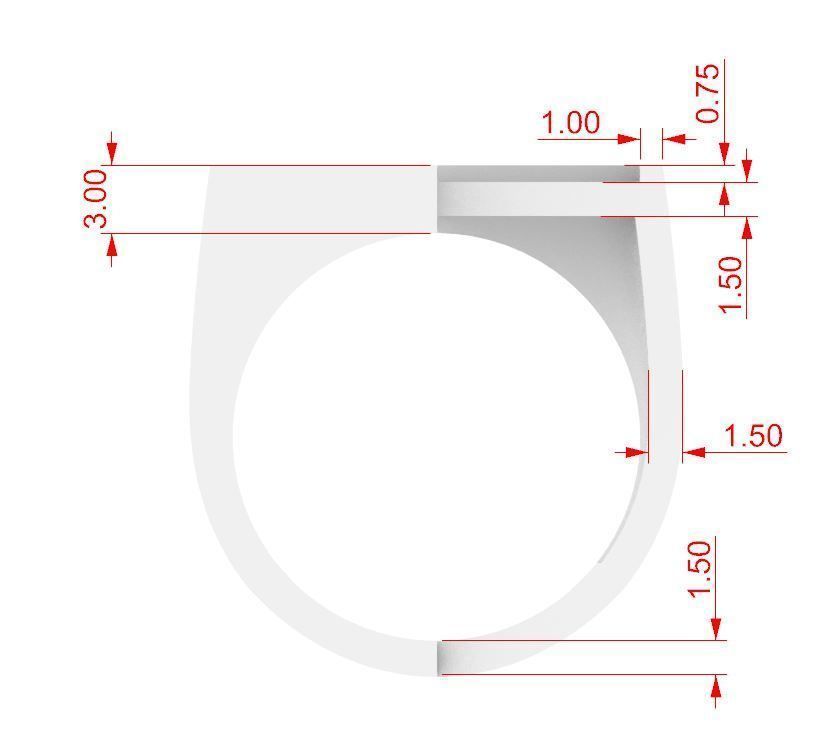 Signet rings set ROUNDED SQUARE top 3D print model_9