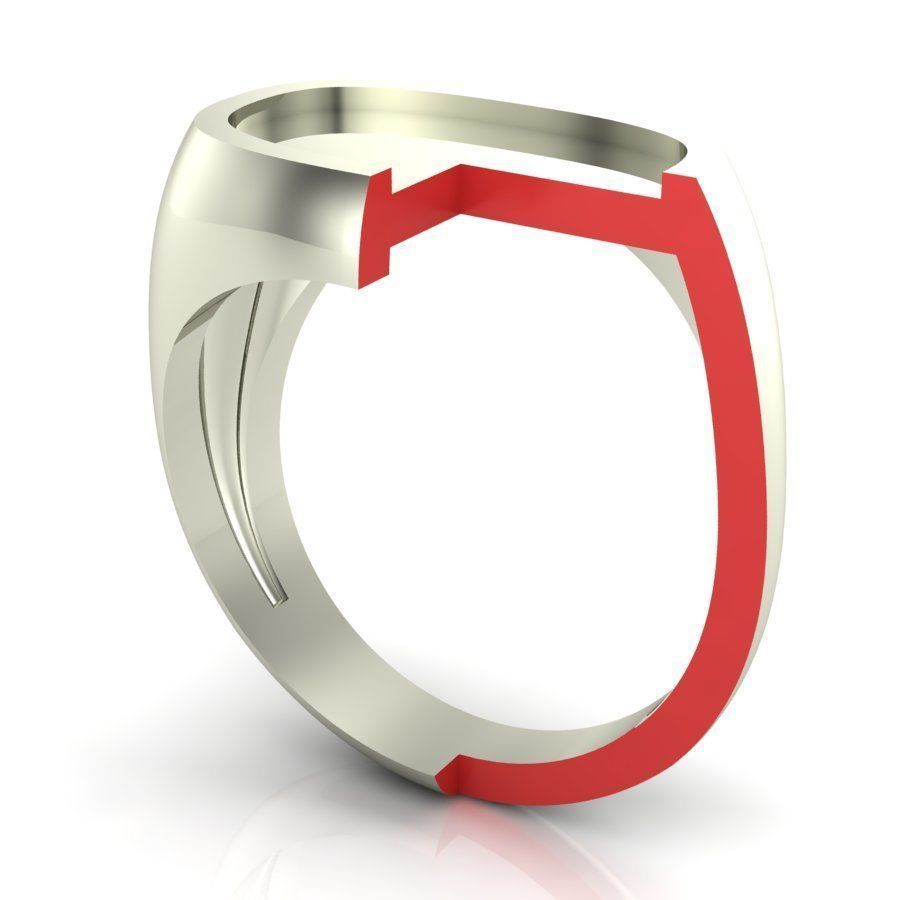 Signet rings set ROUNDED SQUARE top 3D print model_6