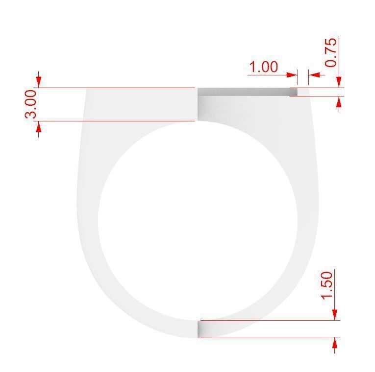 Signet rings set ROUNDED SQUARE top 3D print model_10