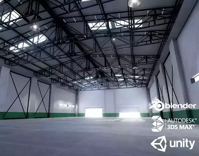 Warehouse interior unity Low-poly 3D model