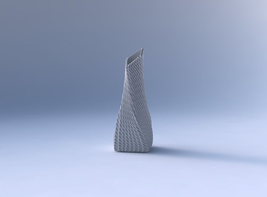 Vase twisted squeezed and bent rectangle 2 with bent extruded... 3D print model_4