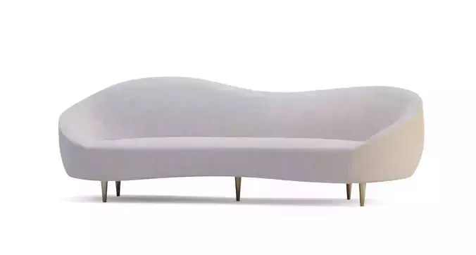 Curvo Light Grey Velvet Sofa