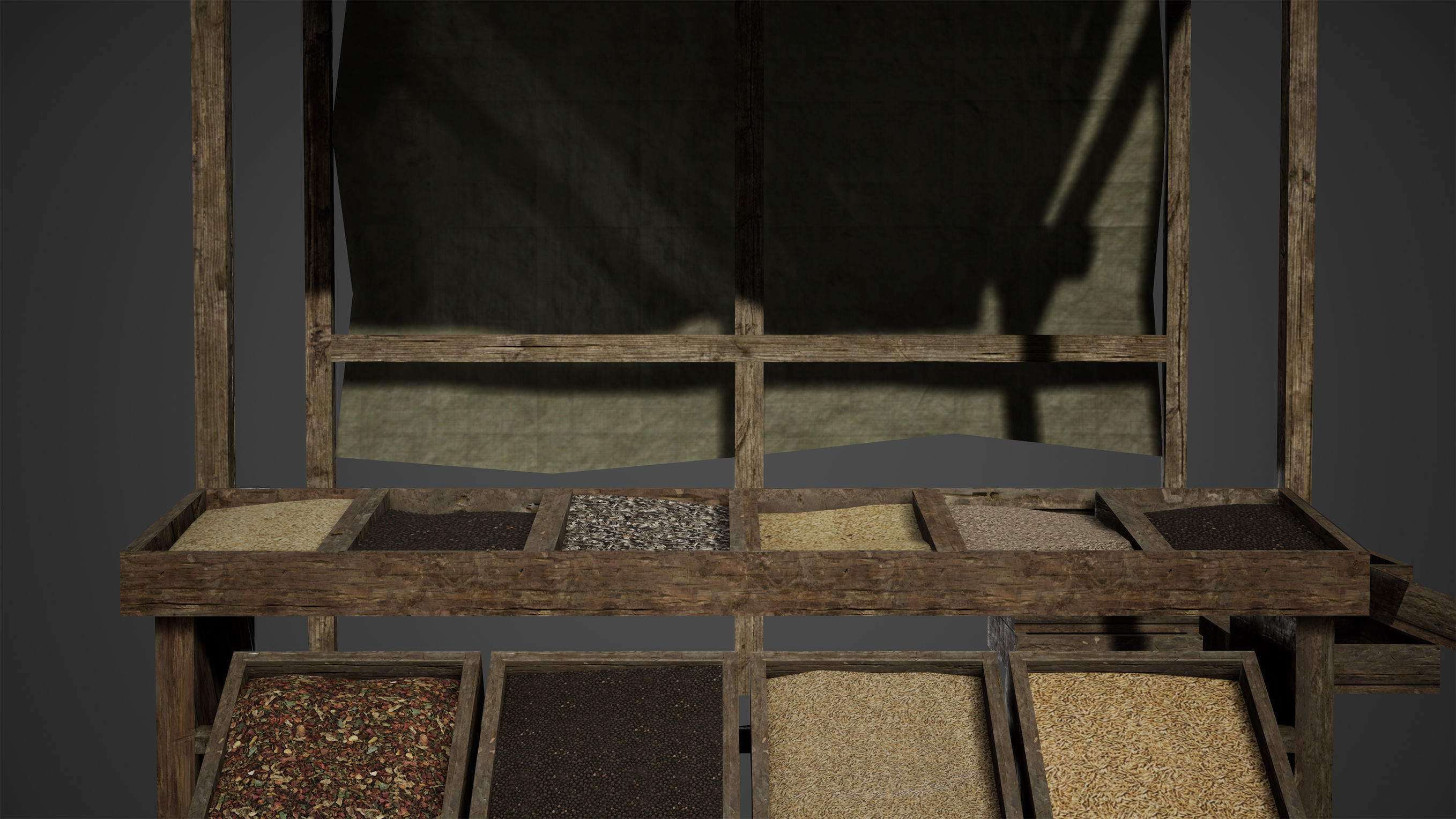 Medieval Old Wood Bazaar Shop Low Poly Game Ready Low-poly 3D model_2