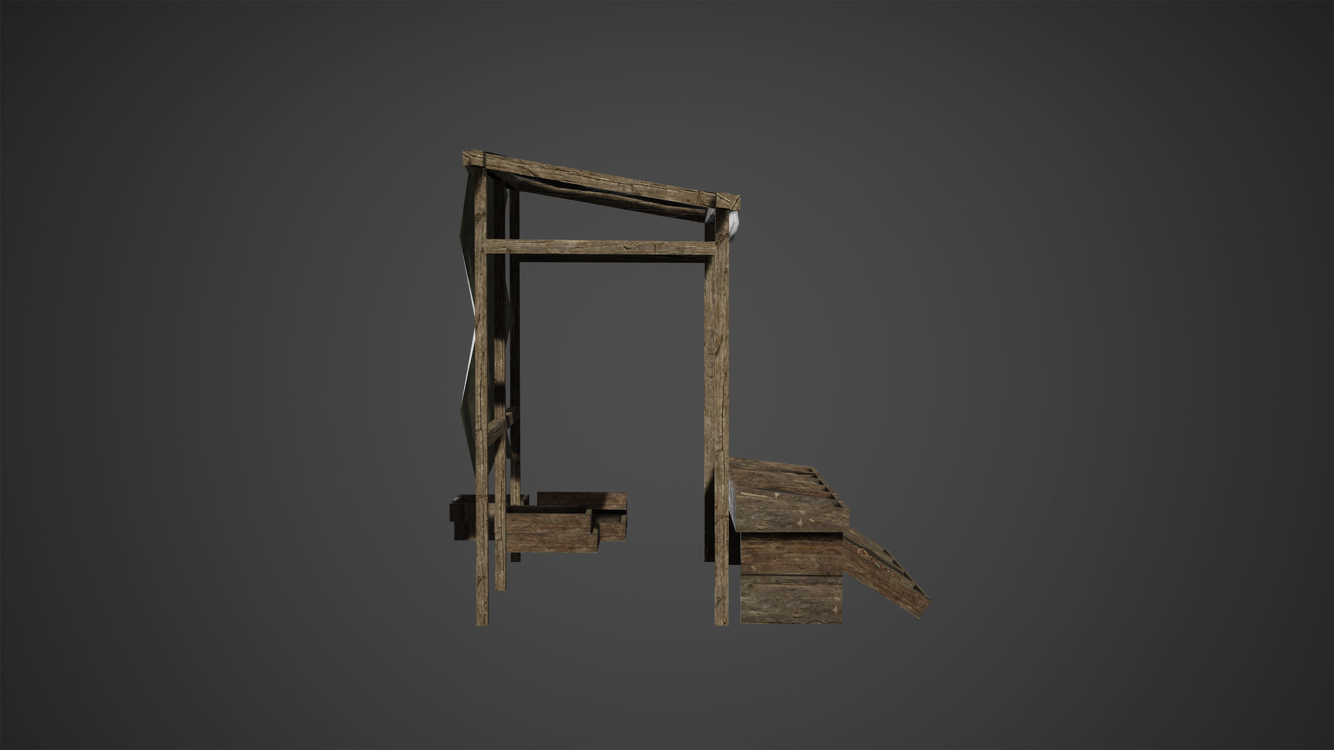 Medieval Old Wood Bazaar Shop Low Poly Game Ready Low-poly 3D model_4