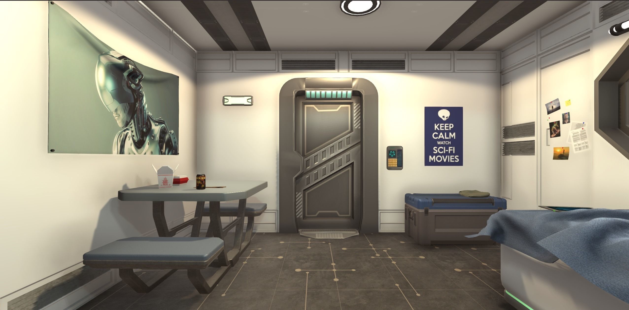 Sci-Fi Room Low-poly 3D model_9