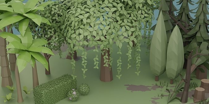 Vegetation pack Low-poly 3D model