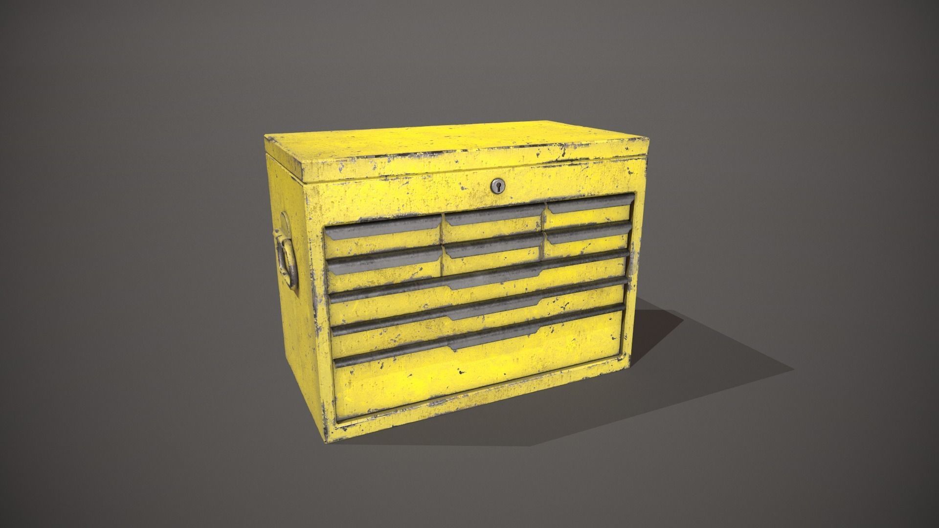 Yellow Tool Chest Low-poly 3D model_11