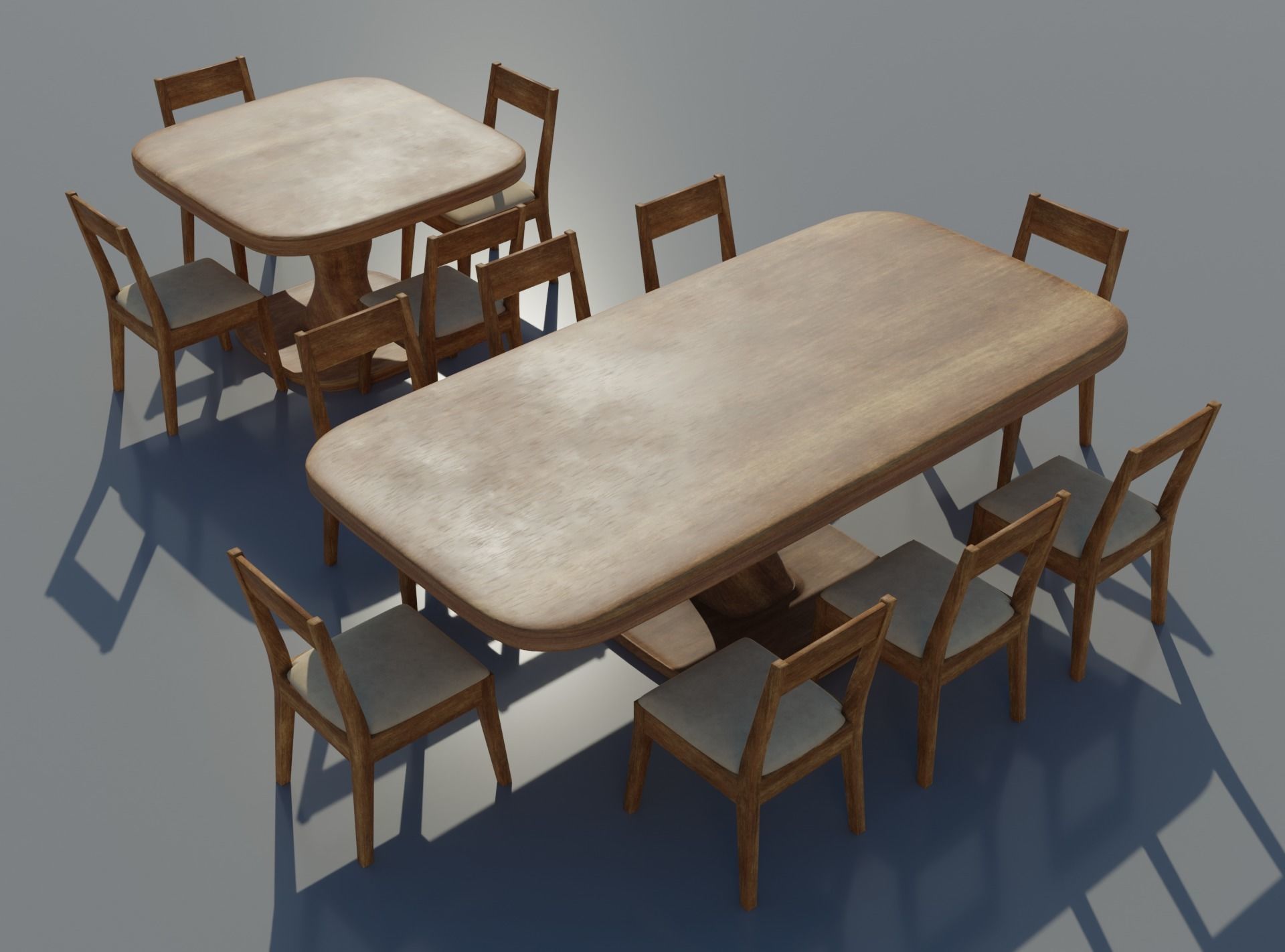 SET Tables with Chairs PBR Low-poly 3D model_4