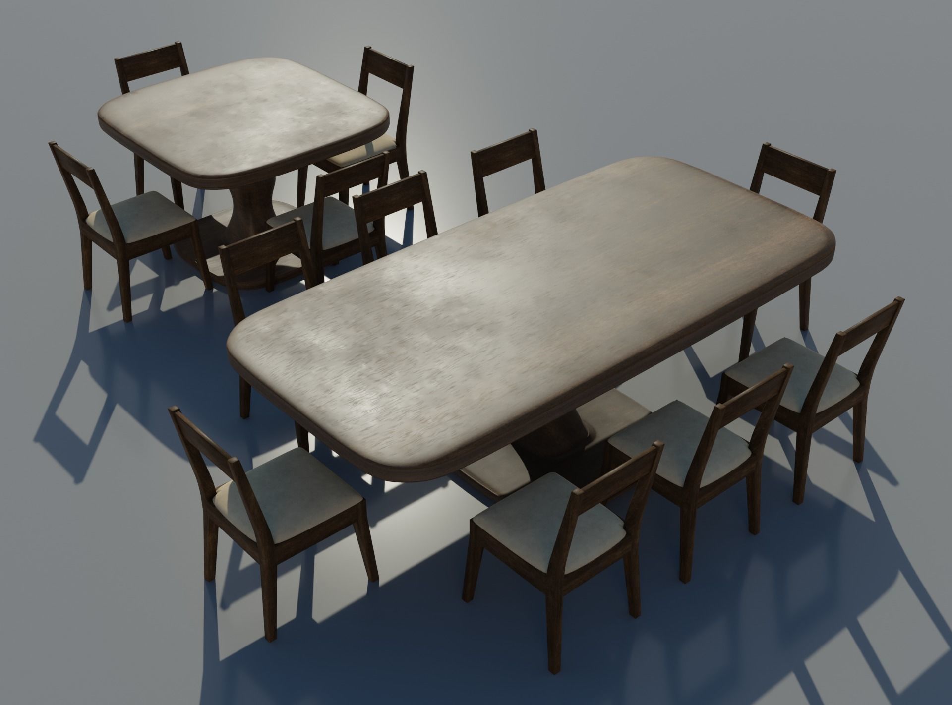 SET Tables with Chairs PBR Low-poly 3D model_5