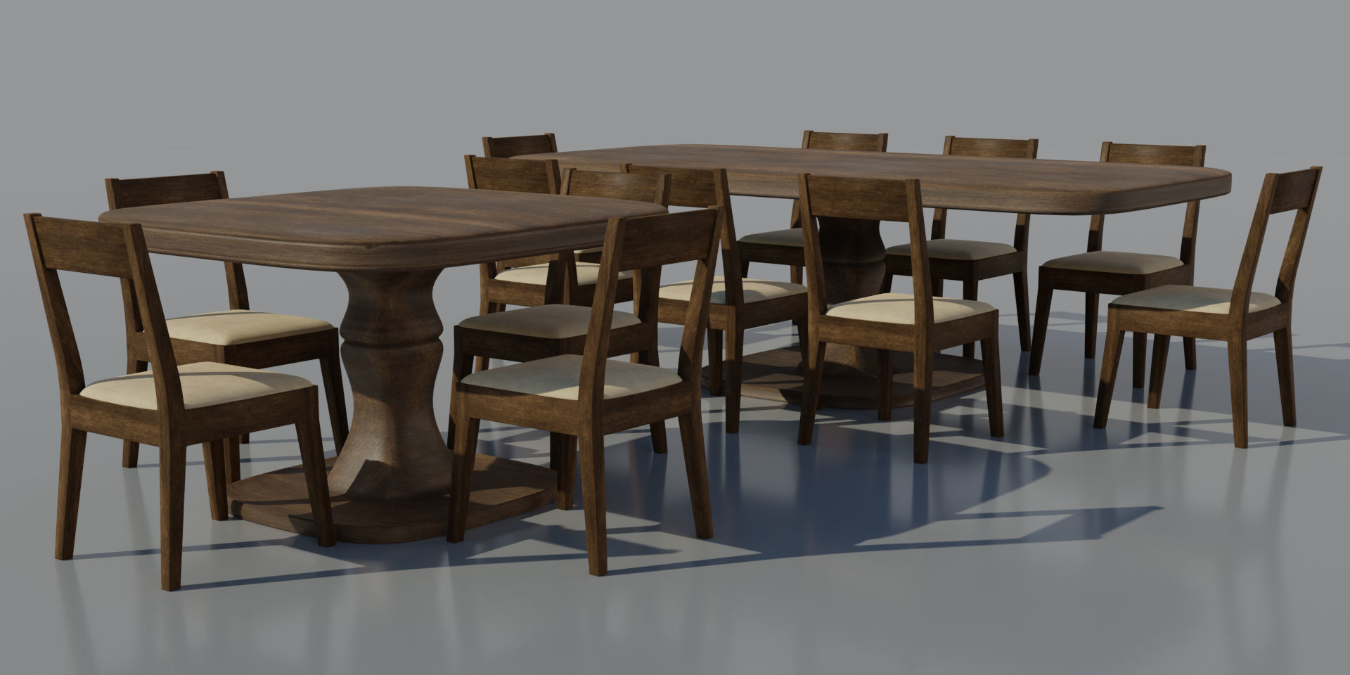 SET Tables with Chairs PBR Low-poly 3D model_3