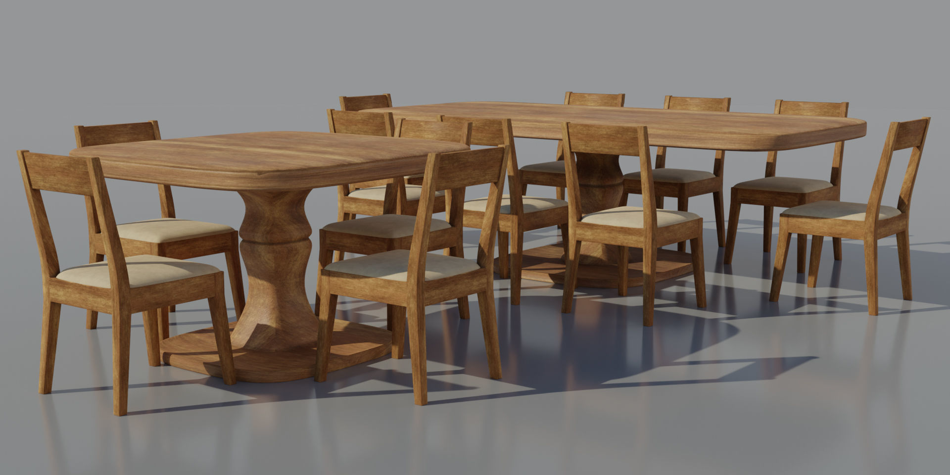 SET Tables with Chairs PBR Low-poly 3D model_2
